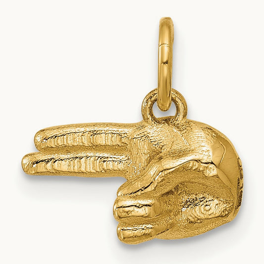 Polished 2-Finger Point Hand Pendant, 14K
