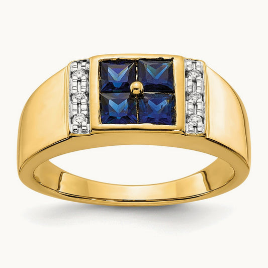 Created Sapphire and Diamond Mens Ring — photo set