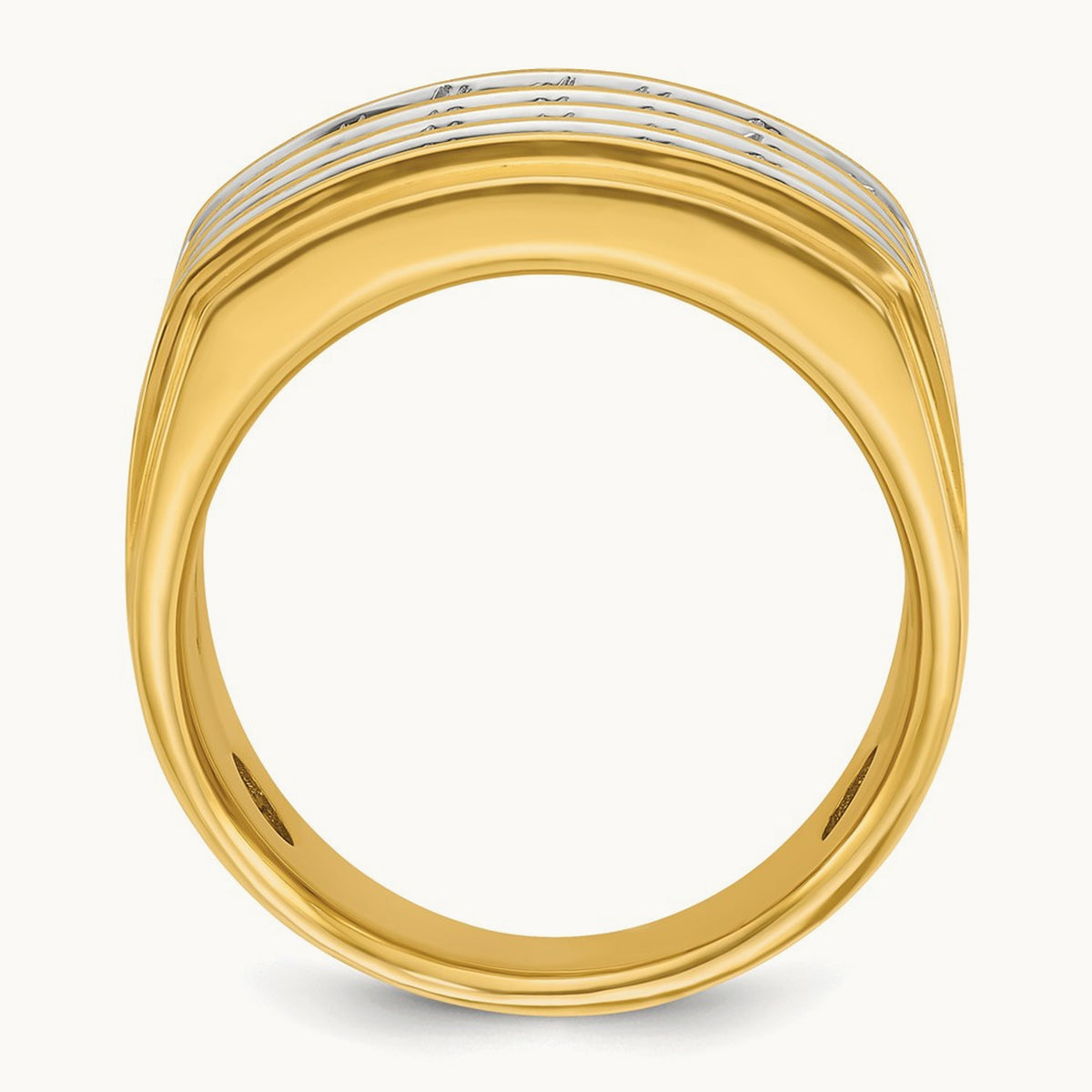 IBGoodman Men's Polished 4-Row Diamond Ring, 14K with White Rhodium