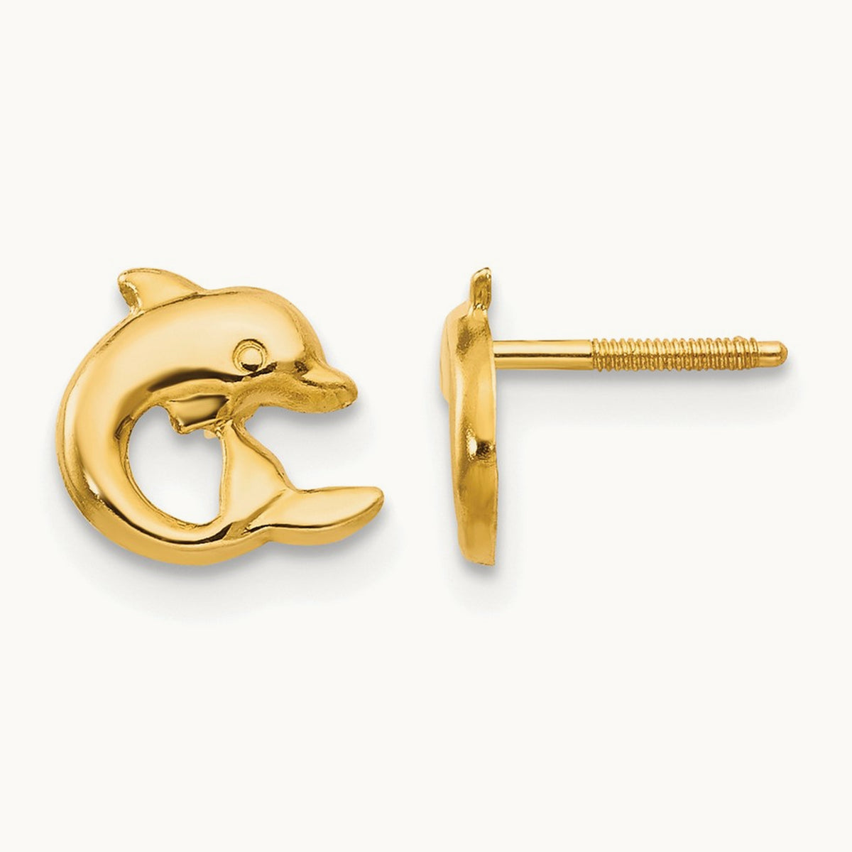 Madi K Dolphin Post Screwback Earrings, 14K