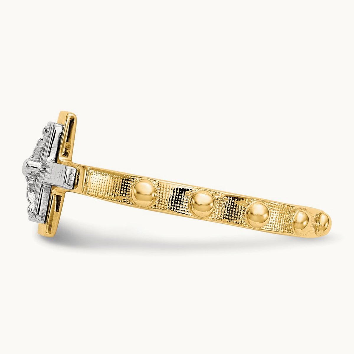 Crucifix Rosary Ring, 14K Two-tone