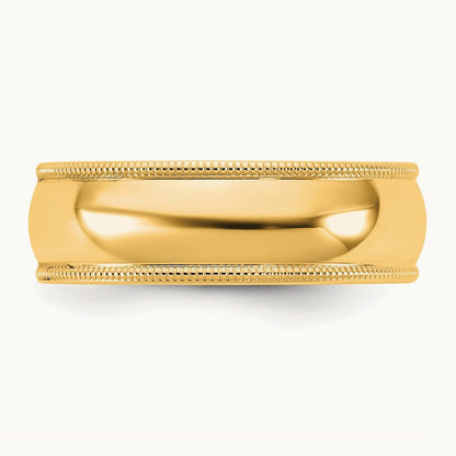 Milgrain Comfort Fit Band, 6.5mm, 10K Yellow Gold