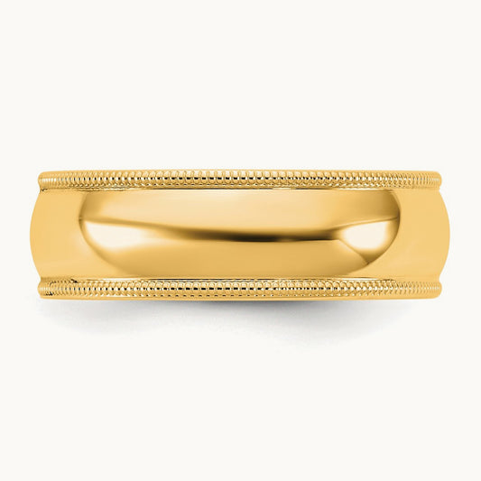 Milgrain Comfort Fit Band, 6.5mm, 10K Yellow Gold