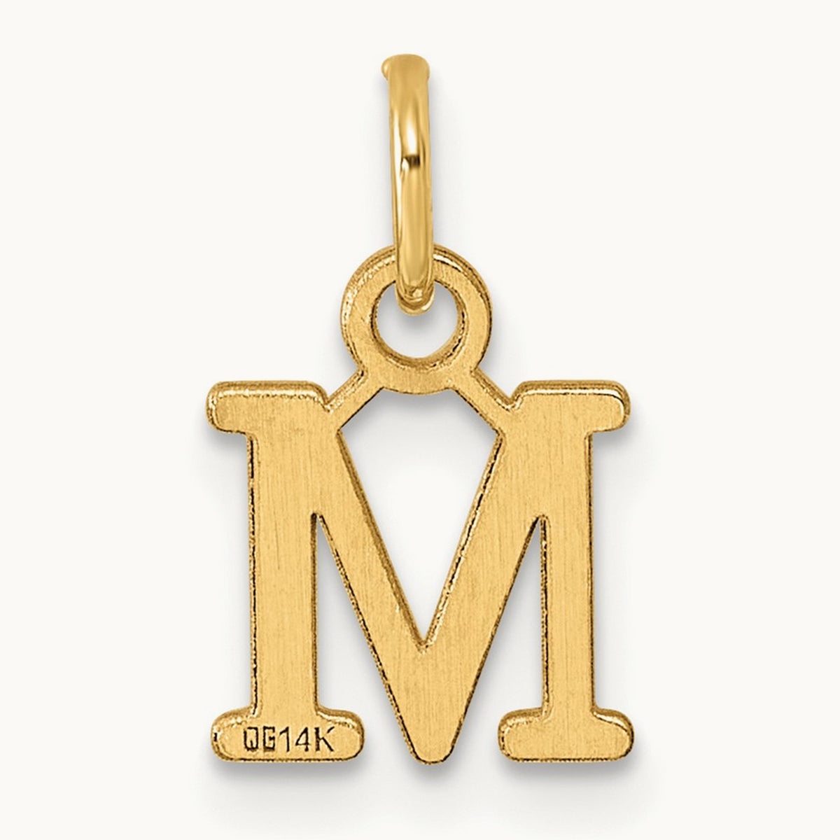 Cutout Letter M Initial Pendant, 14K Yellow Gold