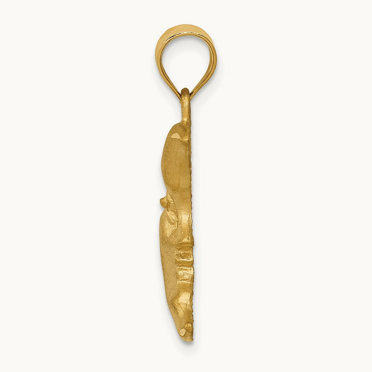 Satin Diamond-cut Moon Charm, 14K