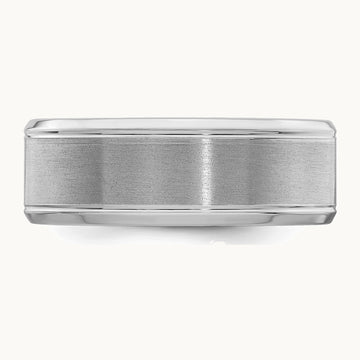 Sterling Silver Rhodium-plated 8mm Brushed Fancy Band