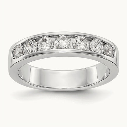 7-Stone Diamond Channel Band, 14K White Gold