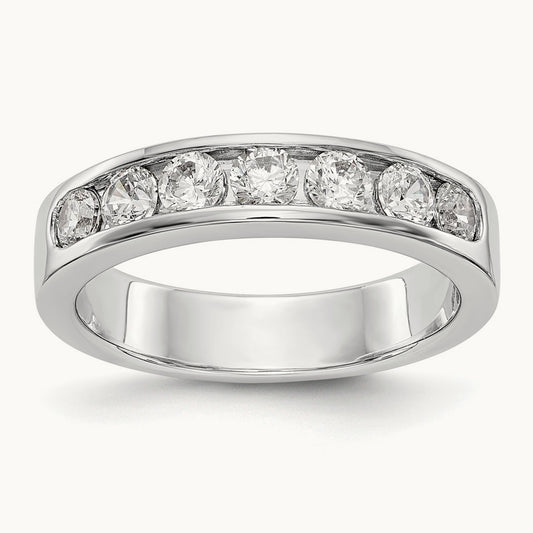 7-Stone Diamond Channel Band, 14K White Gold