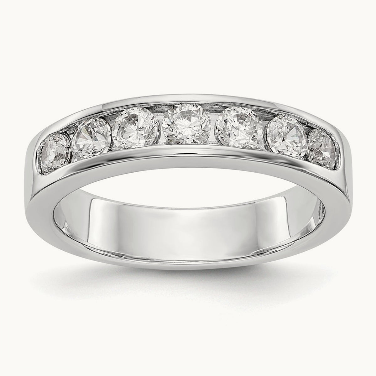 7-Stone Diamond Channel Band, 14K White Gold