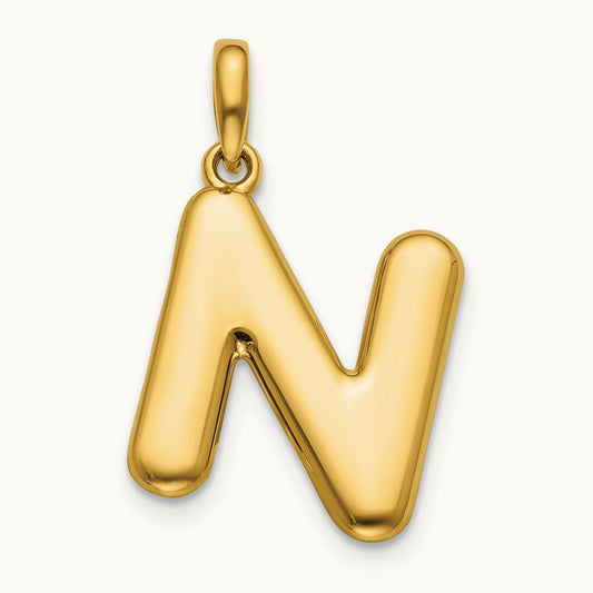 Fancy Letter N, 14K Yellow Gold
