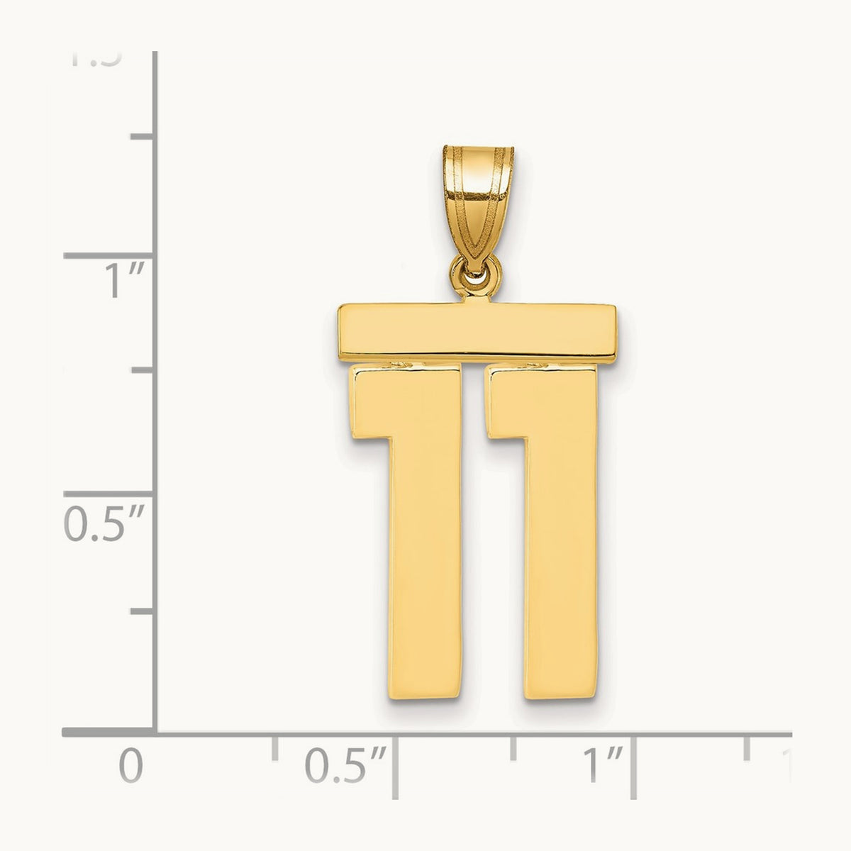 Large Polished Number 11 Charm, 14K