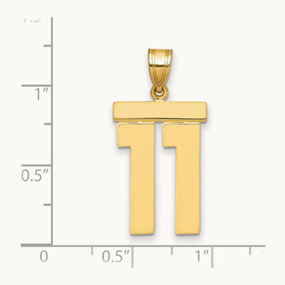 Large Polished Number 11 Charm, 14K