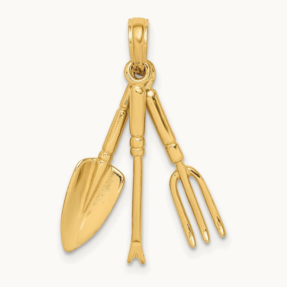 3-D Moveable Garden Hand Tool Collection Charm, 14K