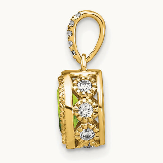 Oval Peridot and Diamond Pendant — photo set