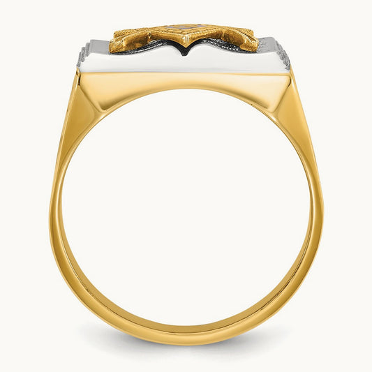 14ktt IBGoodman Men's Textured Blue Lodge Master Masonic Ring