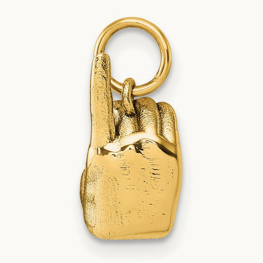 American Sign Language Alphabet Fingerspelling Sign D Pendant, 14K