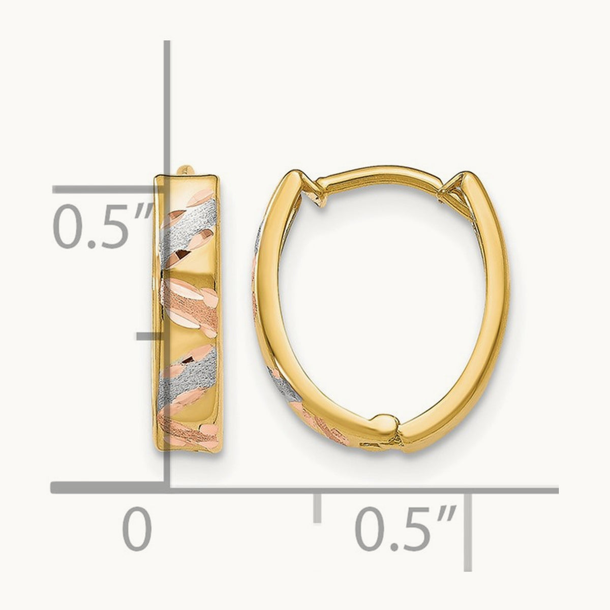 Polished and Satin D/C Earrings, 10K Two-tone with White Rhodium — Leslie's