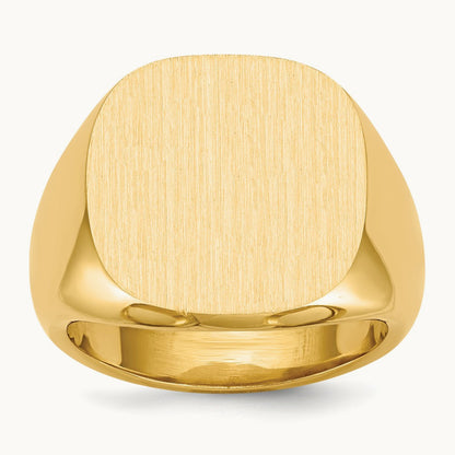 17.0x17. Closed Back Mens Signet Ring, 0mm, 14K