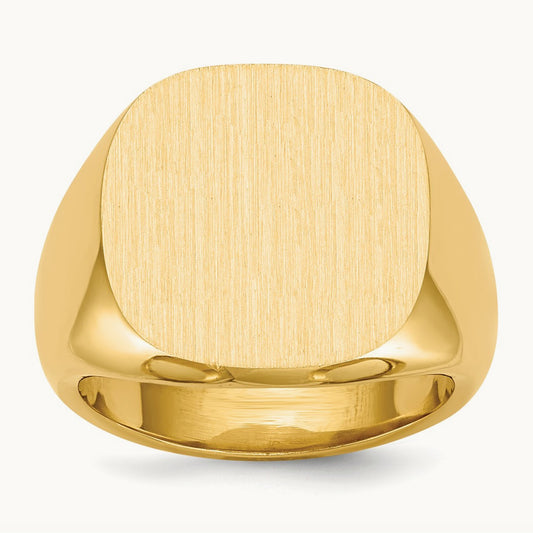 17.0x17. Closed Back Mens Signet Ring, 0mm, 14K