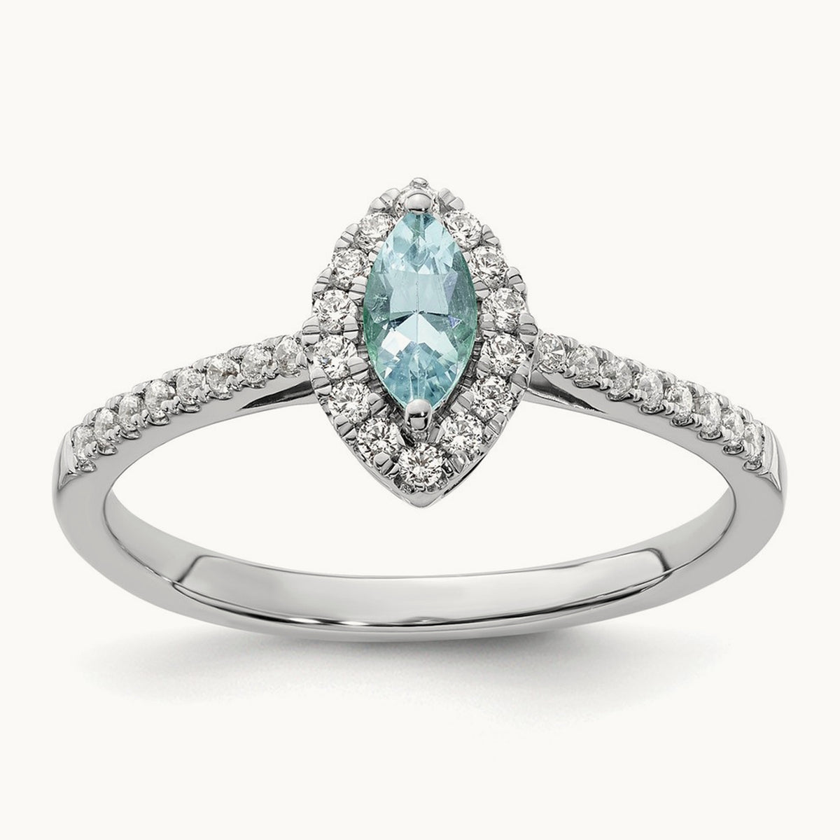 Aquamarine March Birthstone Ring, 0.20 ct tw Lab-Grown Diamond
