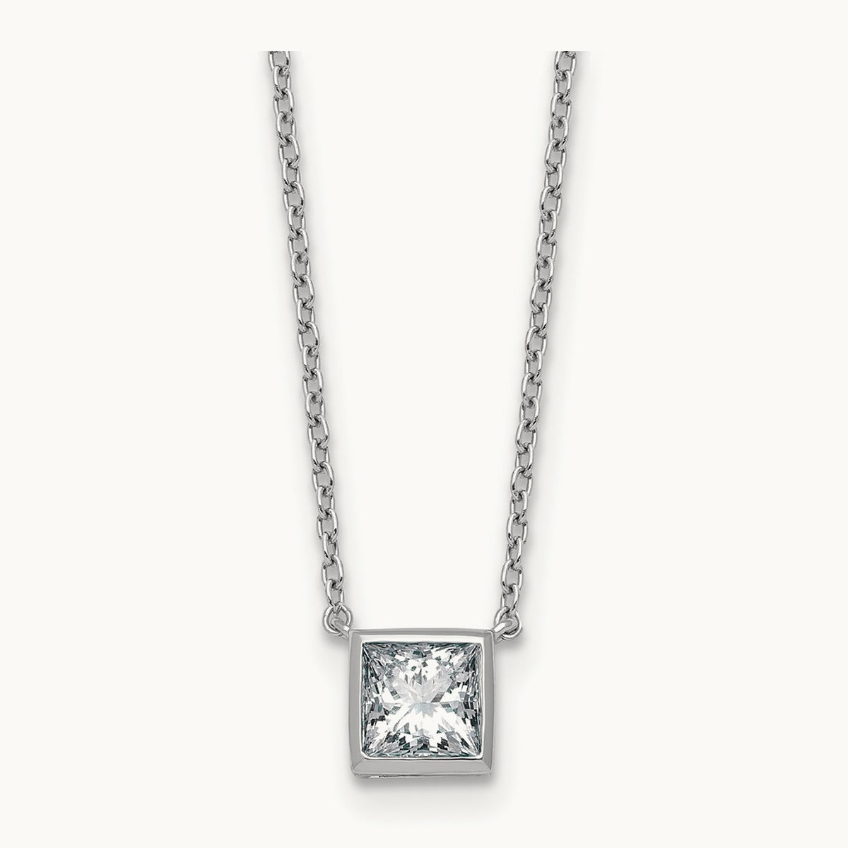 Princess Bezel Set Pendant, 1.00-4.00 ct tw Lab-Grown Diamond — 1 ct, 14K White Gold