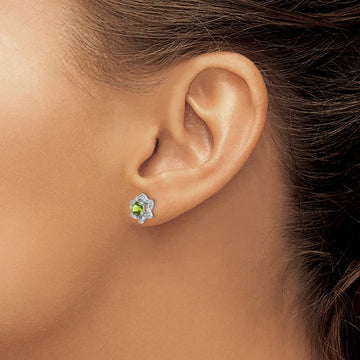 Peridot and Diamond Post Earrings — photo set