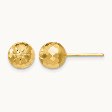 Diamond-cut Mirror Ball Post Earrings — 8mm