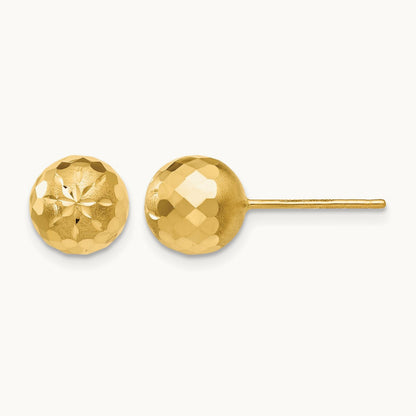 Diamond-cut Mirror Ball Post Earrings — 8mm