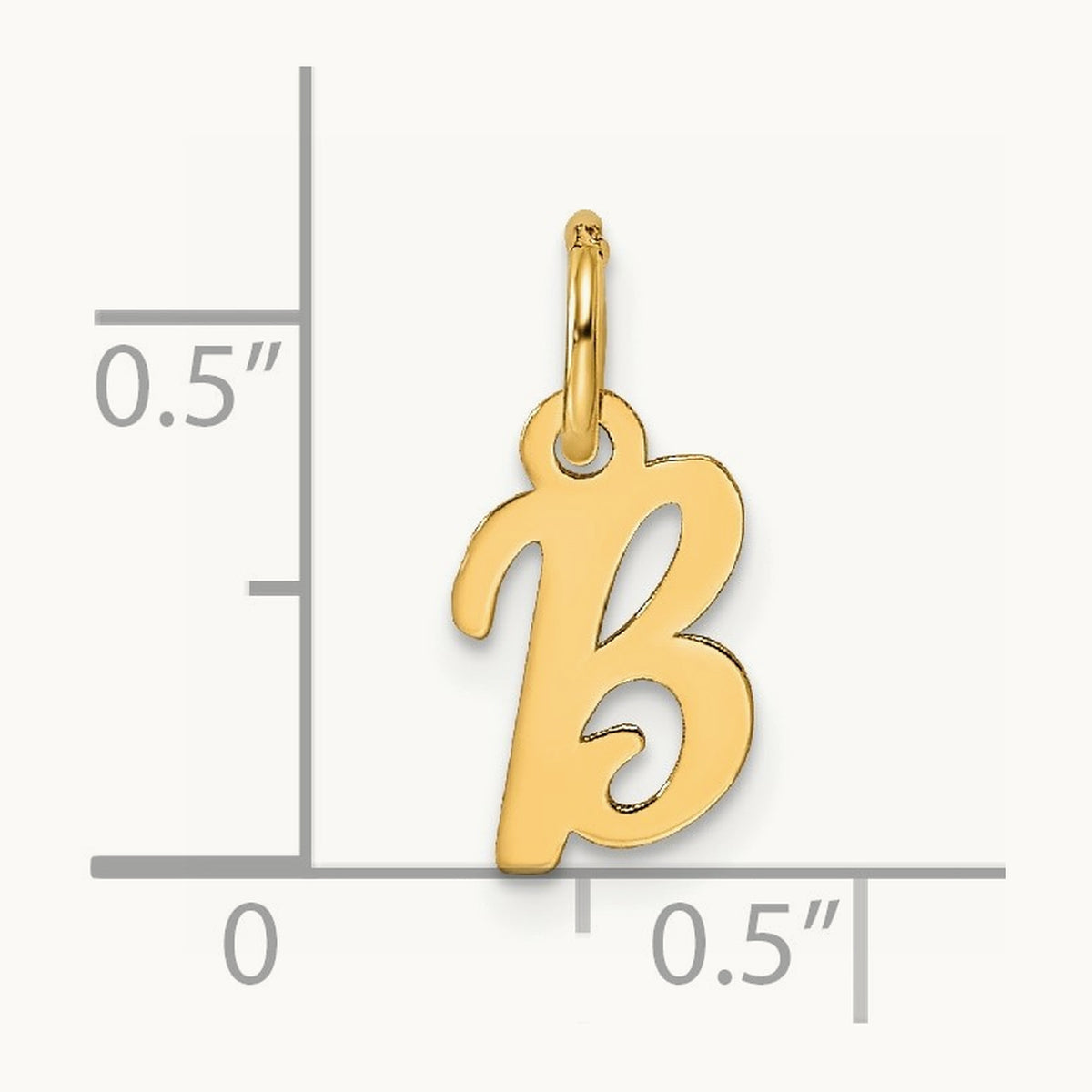 Small Script Letter B Initial Charm, 14K