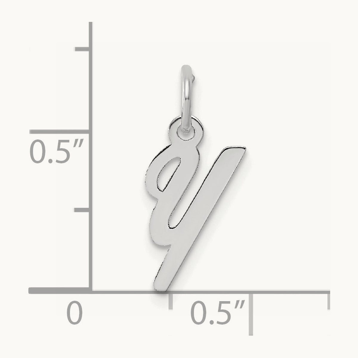 Small Script Letter Y Initial Charm, 14K White Gold