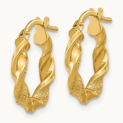 Polished and Textured Twisted Hoop Earrings — photo set