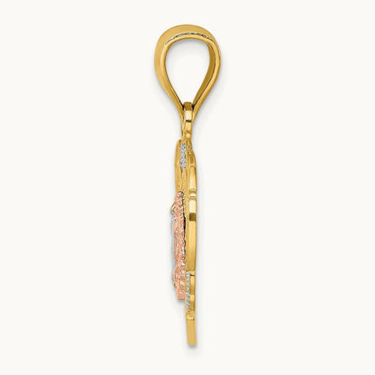 14KTwo-tone w/White Rhodium Guadalupe In Heart Charm