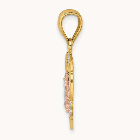 14KTwo-tone w/White Rhodium Guadalupe In Heart Charm