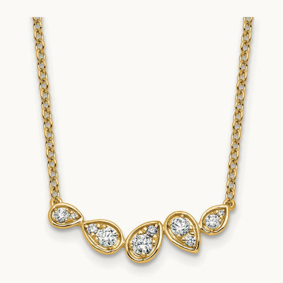 Pear-Link Bar Necklace, 0.25 ct tw Lab-Grown Diamond — 14K Yellow Gold