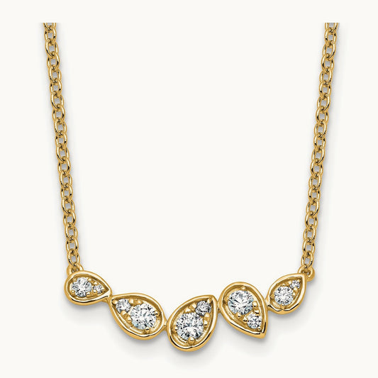 Pear-Link Bar Necklace, 0.25 ct tw Lab-Grown Diamond — 14K Yellow Gold