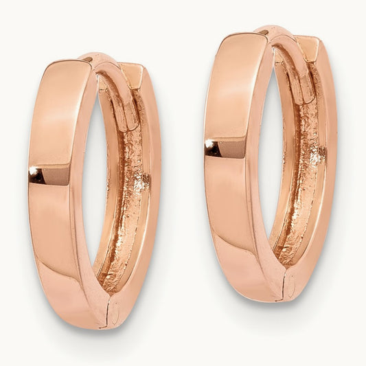 Round Hinged Hoop Earrings, 14K Rose Gold