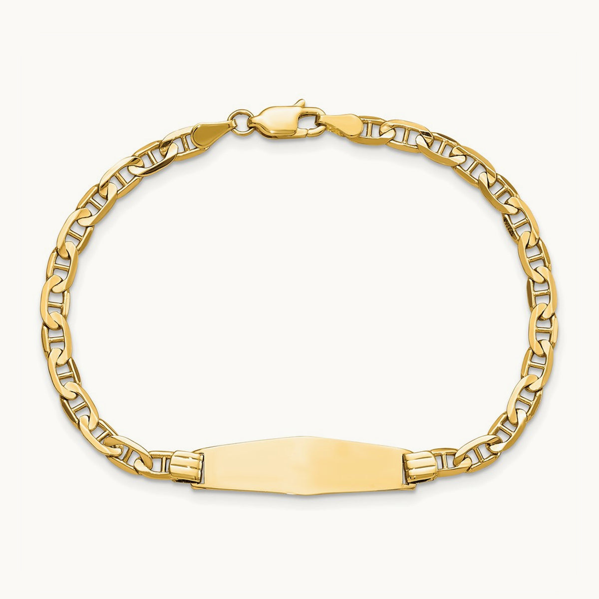 Soft Diamond Shape Anchor Link ID Bracelet, 14K