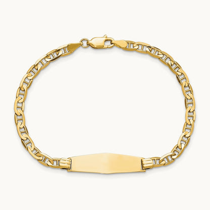 Soft Diamond Shape Anchor Link ID Bracelet, 14K