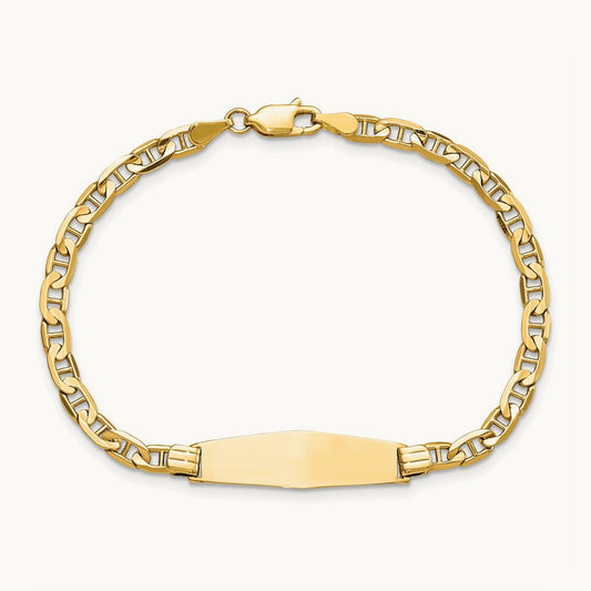 Soft Diamond Shape Anchor Link ID Bracelet, 14K