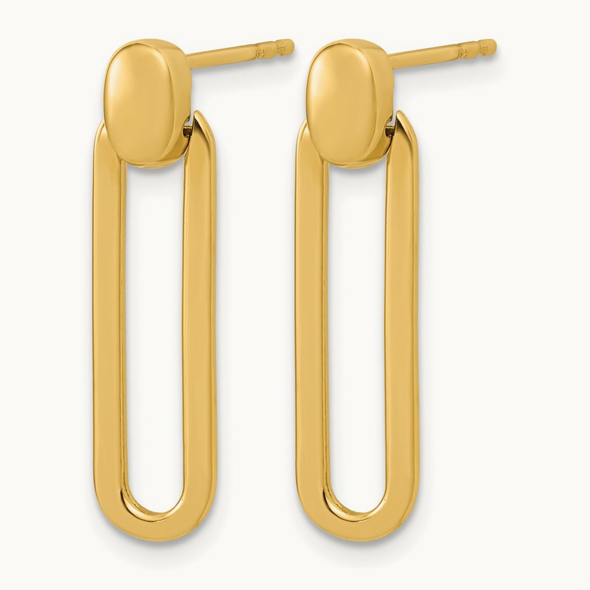 Polished Link Dangle Post Earrings, 14K — Leslie's