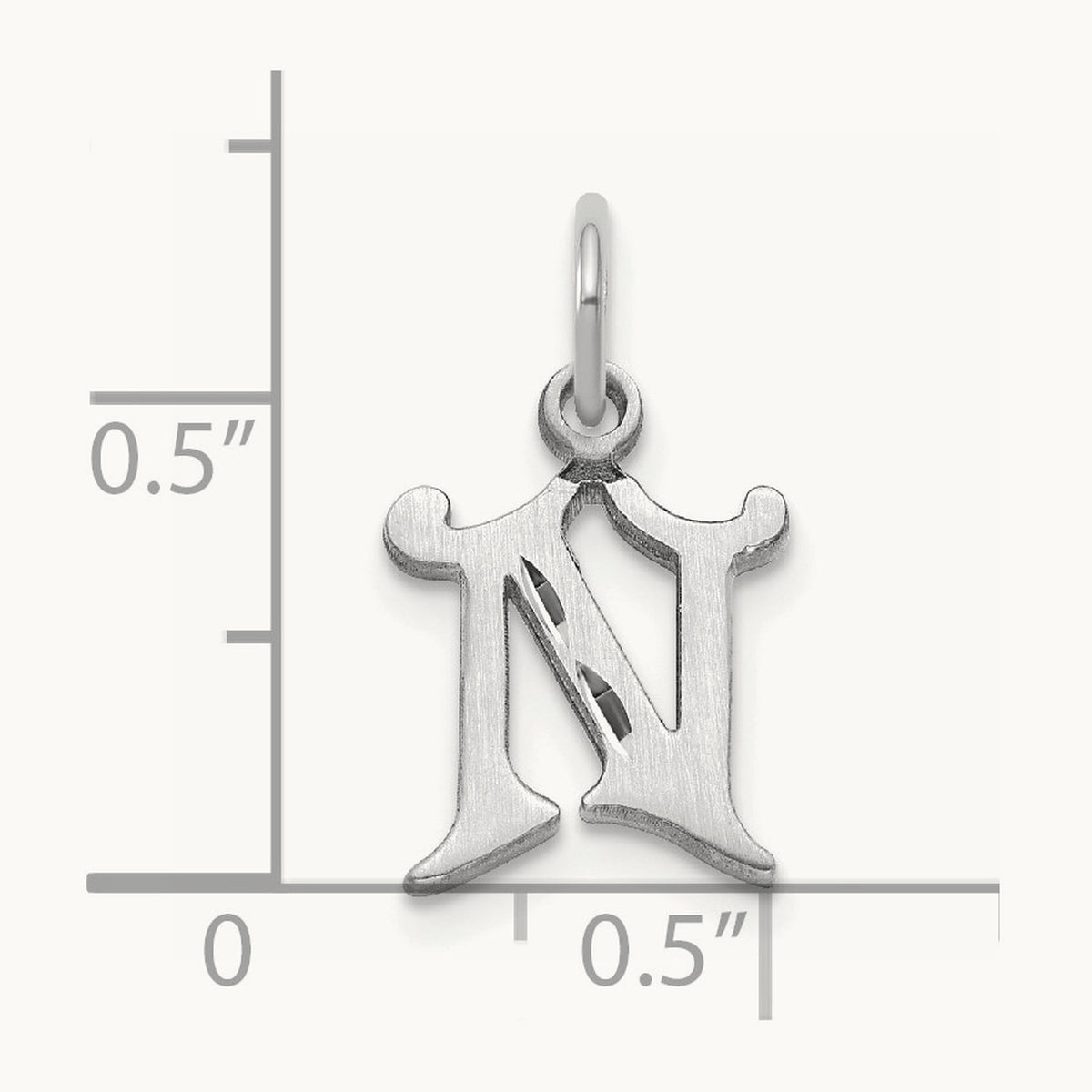 Diamond-cut Initial Charm — 14K White Gold, N