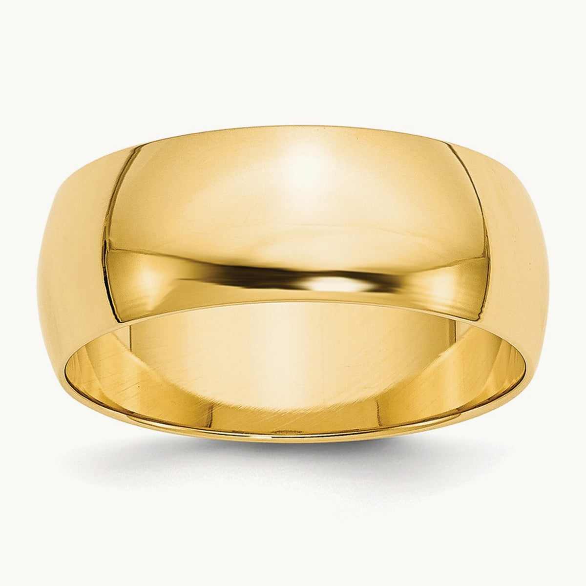 Lightweight Half Round Band, 8mm, 10K Yellow Gold