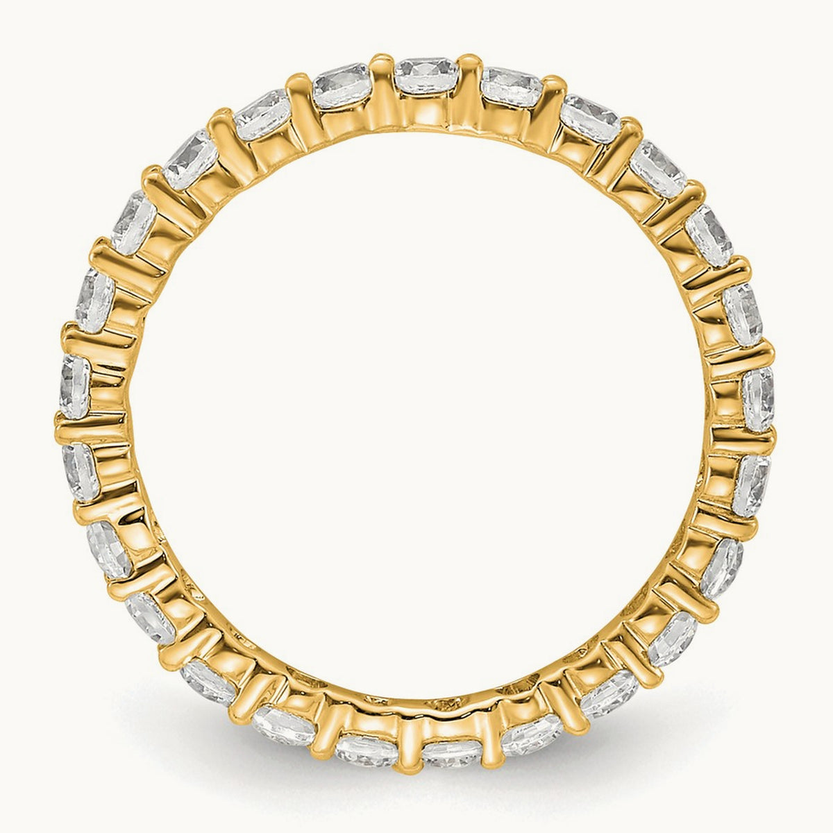 Polished Shared Prong Diamond Eternity Band — 14K Yellow Gold, 0.888 ct, 4.5