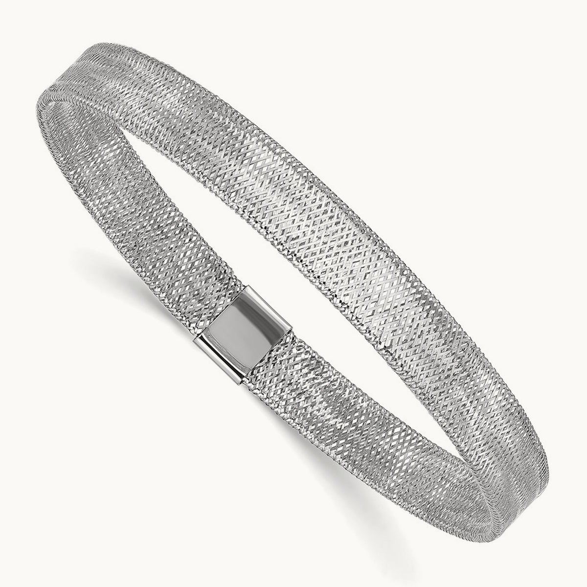 Polished Stretch Bangle — 14K Two-Tone Gold
