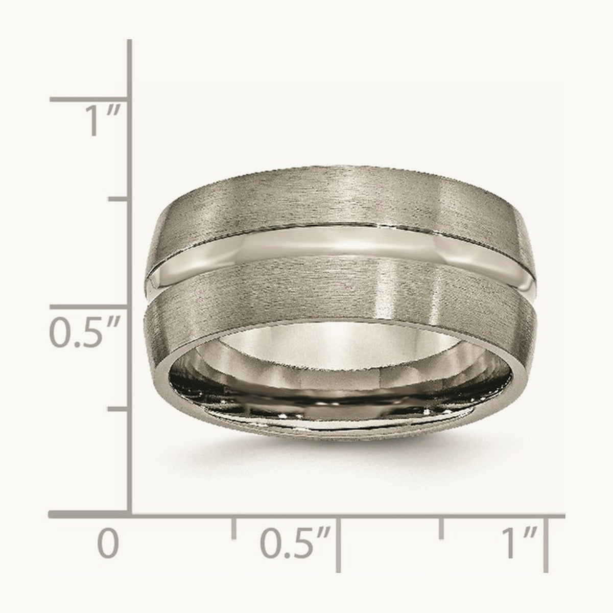 Brushed and Polished Grooved Band, 10mm, Titanium