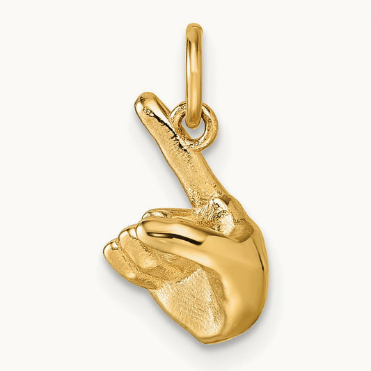 American Sign Language Alphabet Fingerspelling Sign Z Pendant, 14K