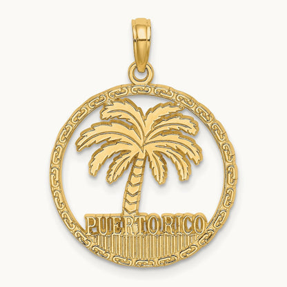 PUERTO RICO Palm Tree Charm, 14K