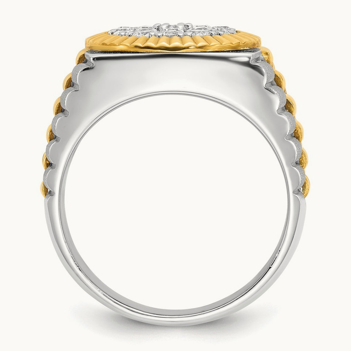 Ribbed Men's Cluster Ring, 1.25 ct tw Lab-Grown Diamond