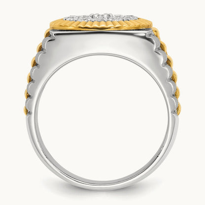Ribbed Men's Cluster Ring, 1.25 ct tw Lab-Grown Diamond