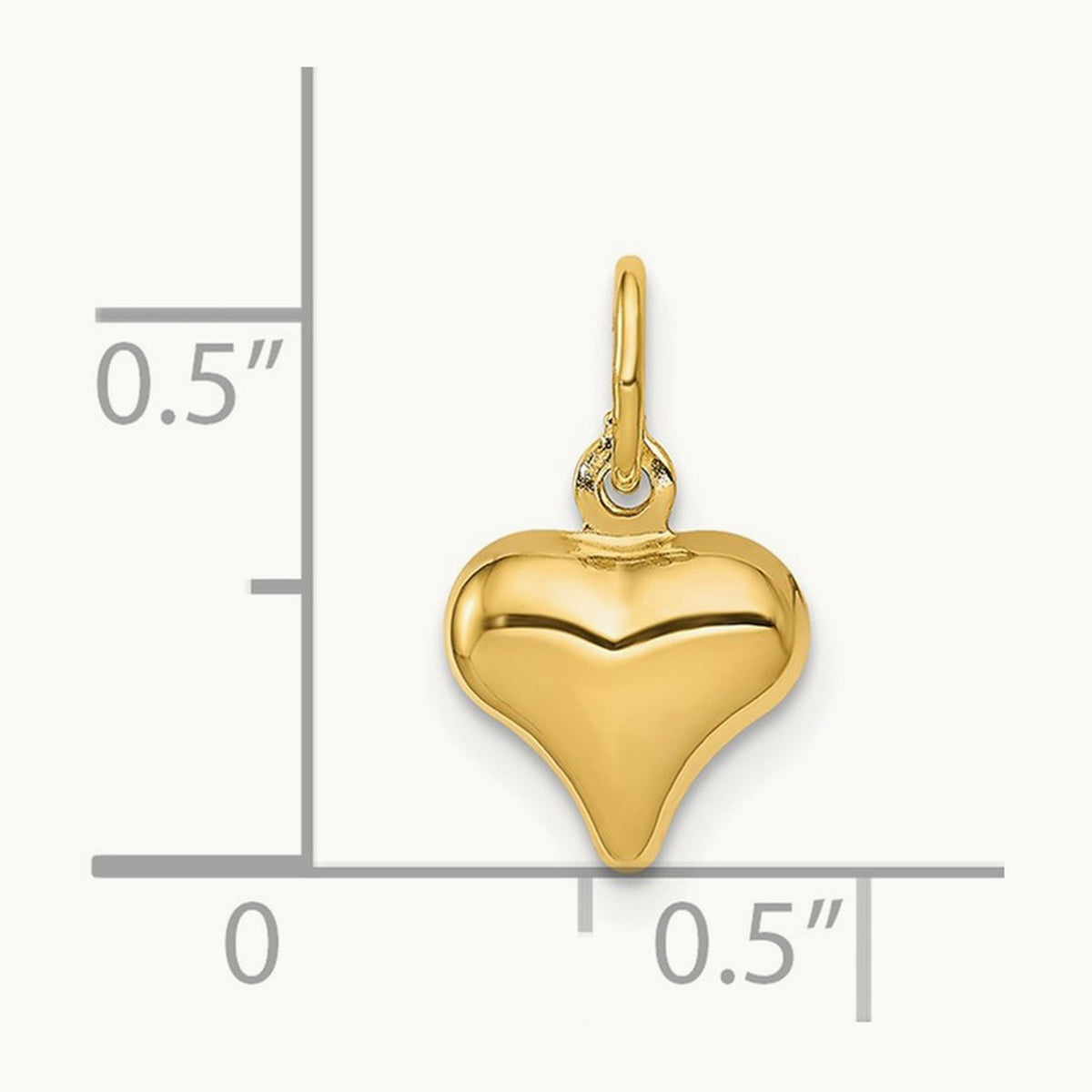Polished 3-D Puffed Heart Charm, 14K